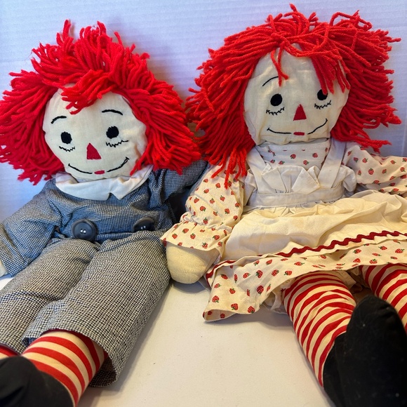 Vintage Raggedy Ann and Andy Handmade doll set  OOAK Plush Soft Toy Stuffed Dol - Picture 10 of 10